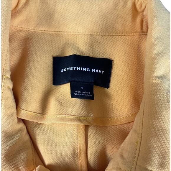 Something Navy Yellow Trench Coat Size S | Belted Structured Shoulder Jacket - Picture 6 of 9